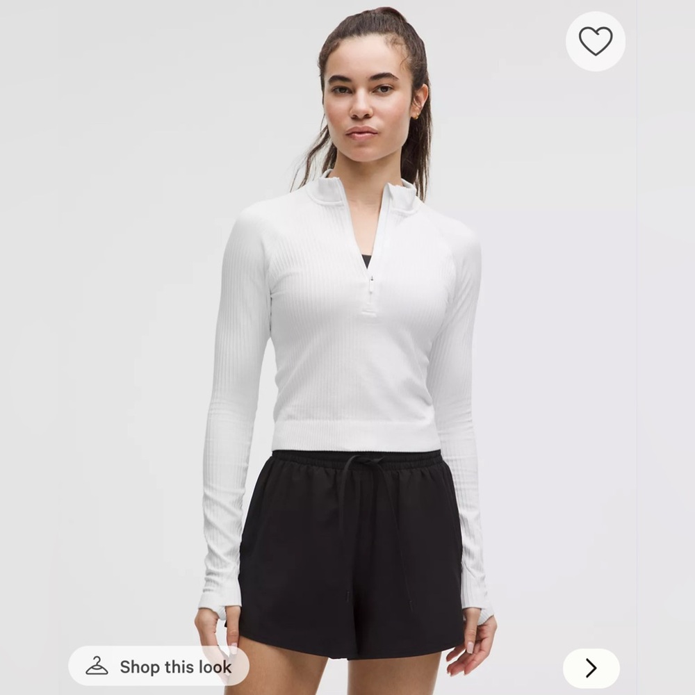 Lululemon Rest Less Cropped Half Zip Ribbed